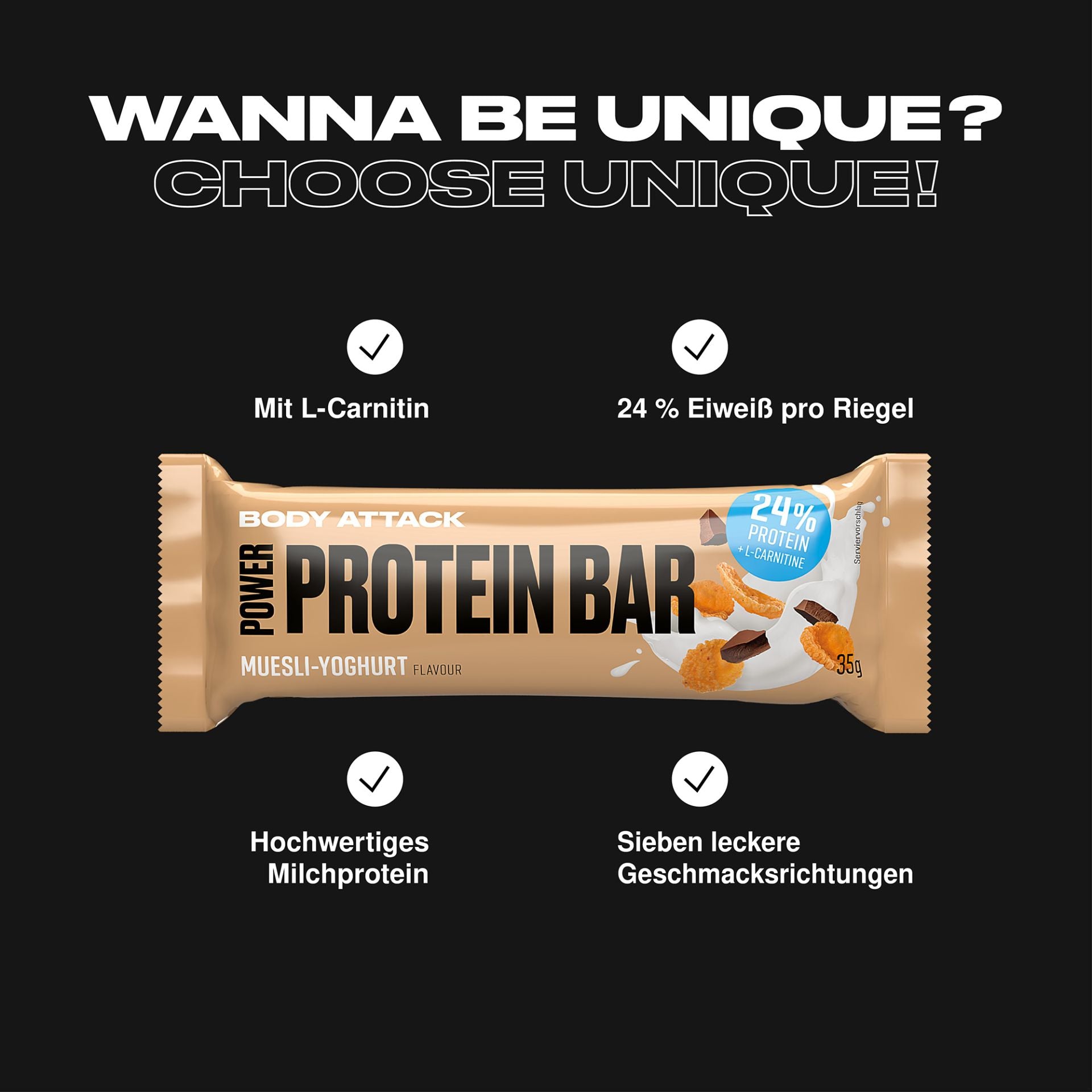 Body Attack Power Protein Bar 24 x 35g Muesli-Yoghurt