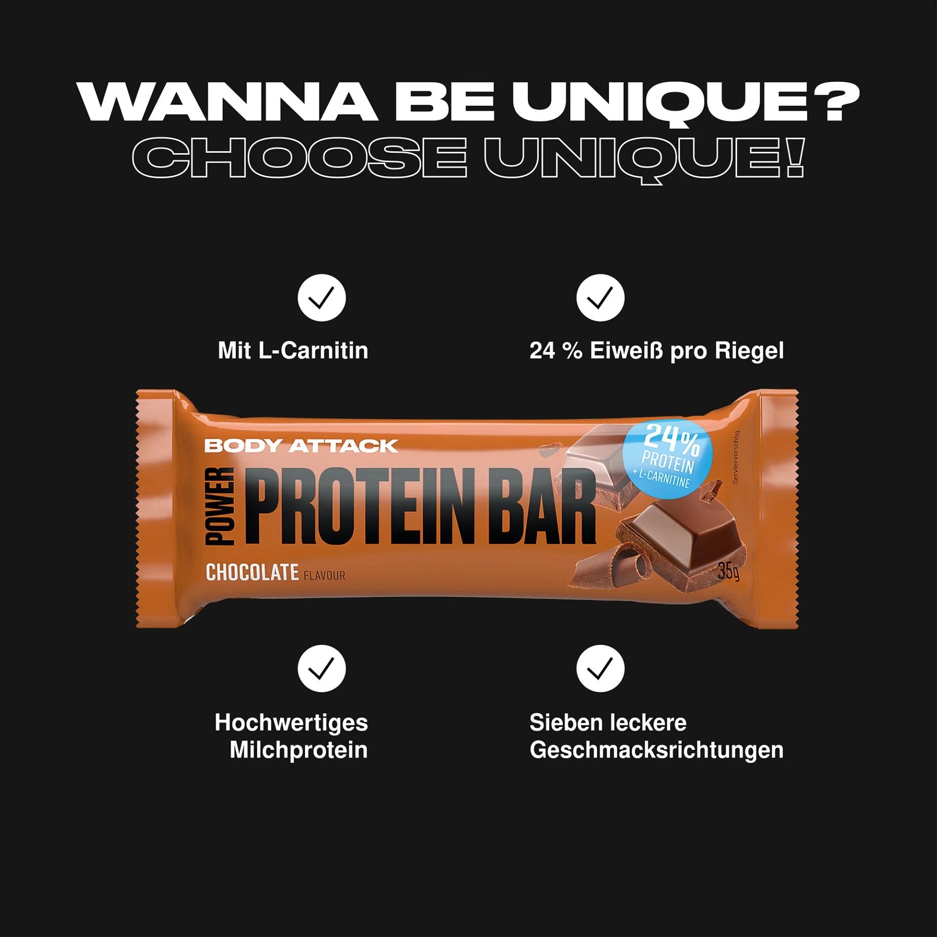 Body Attack Power Protein Bar 24 x 35g Chocolate