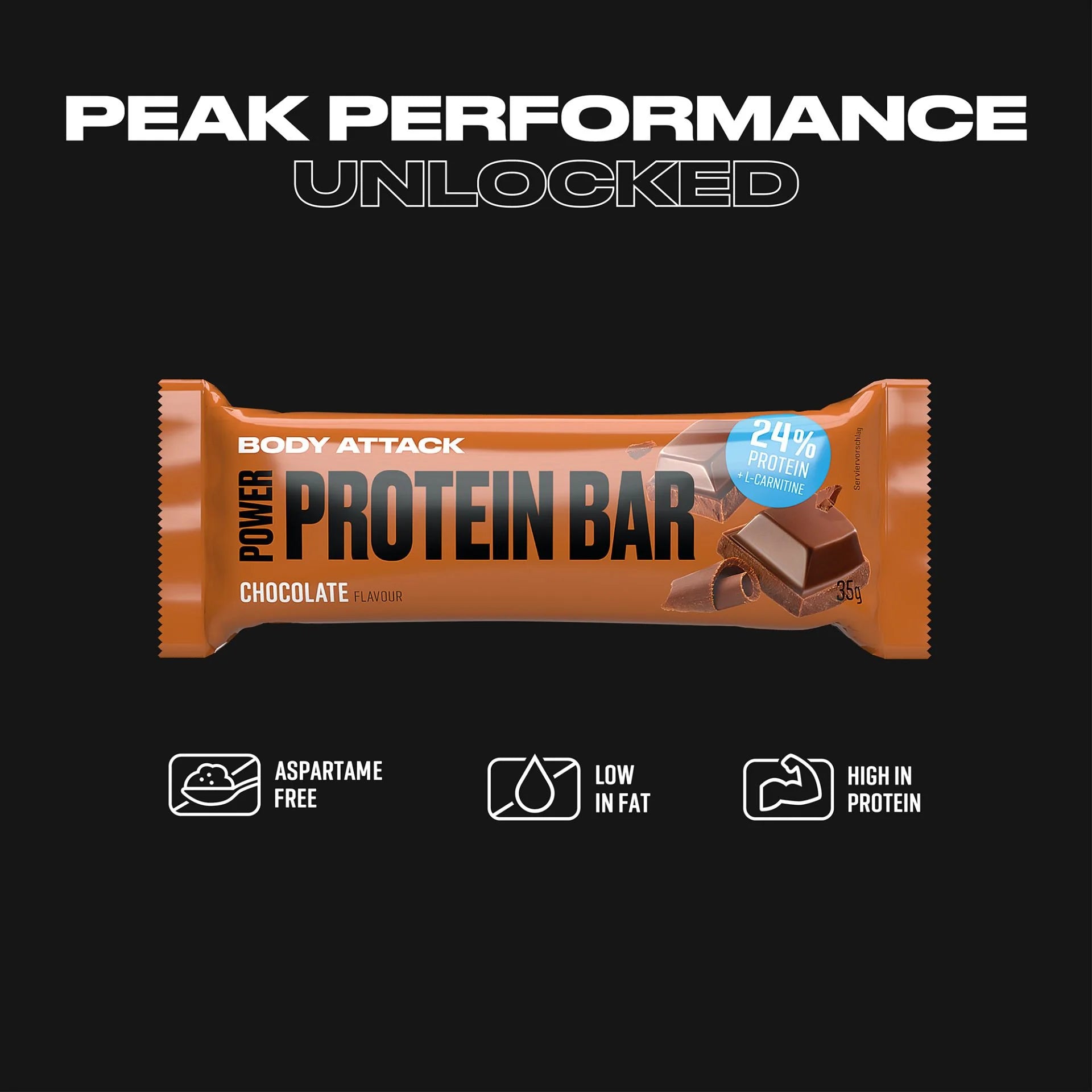 Body Attack Power Protein Bar 24 x 35g Chocolate