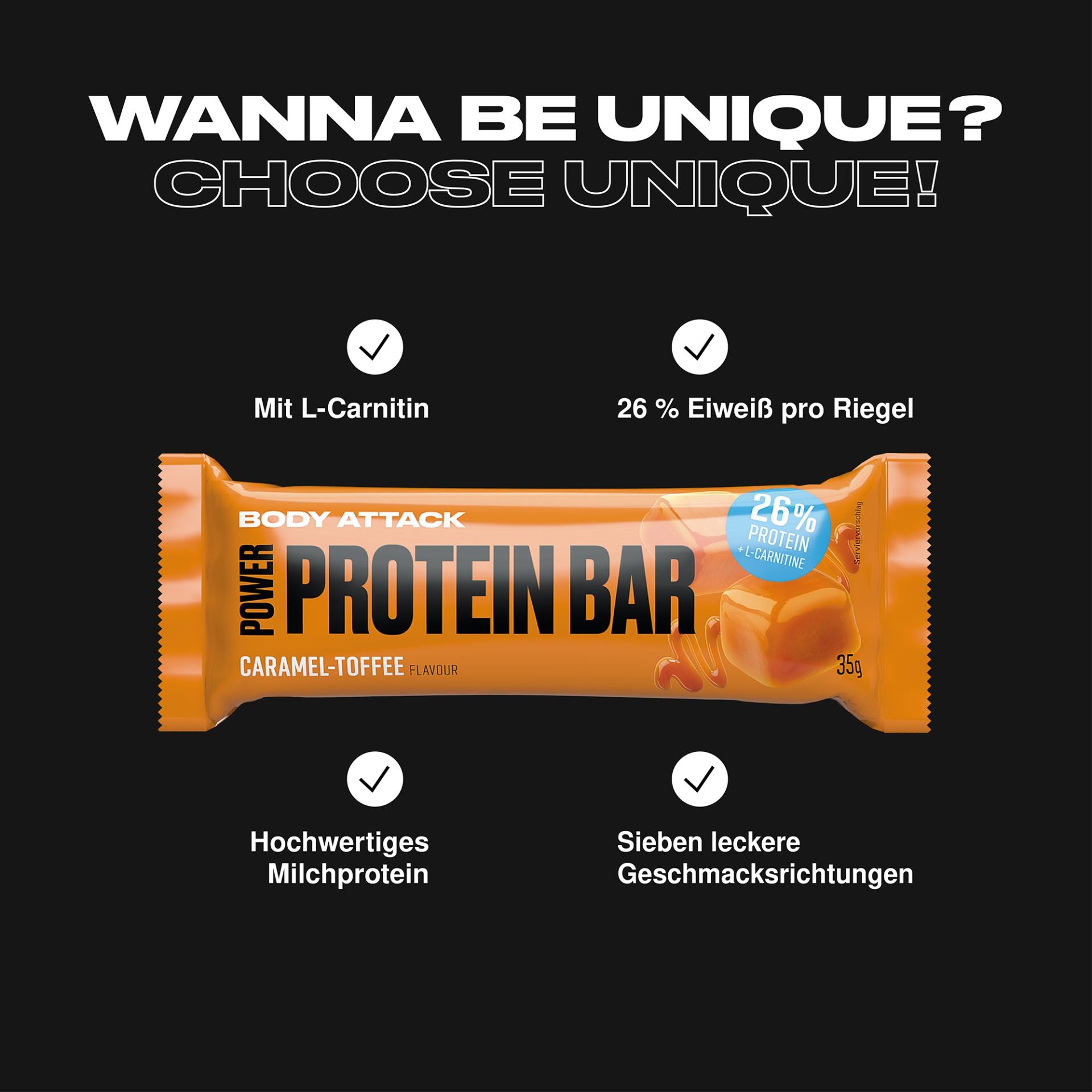 Body Attack Power Protein Bar 24 x 35g Caramel-Toffee