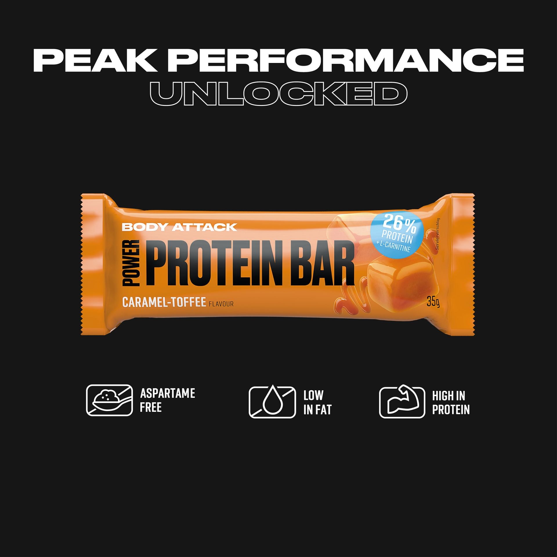 Body Attack Power Protein Bar 24 x 35g Caramel-Toffee