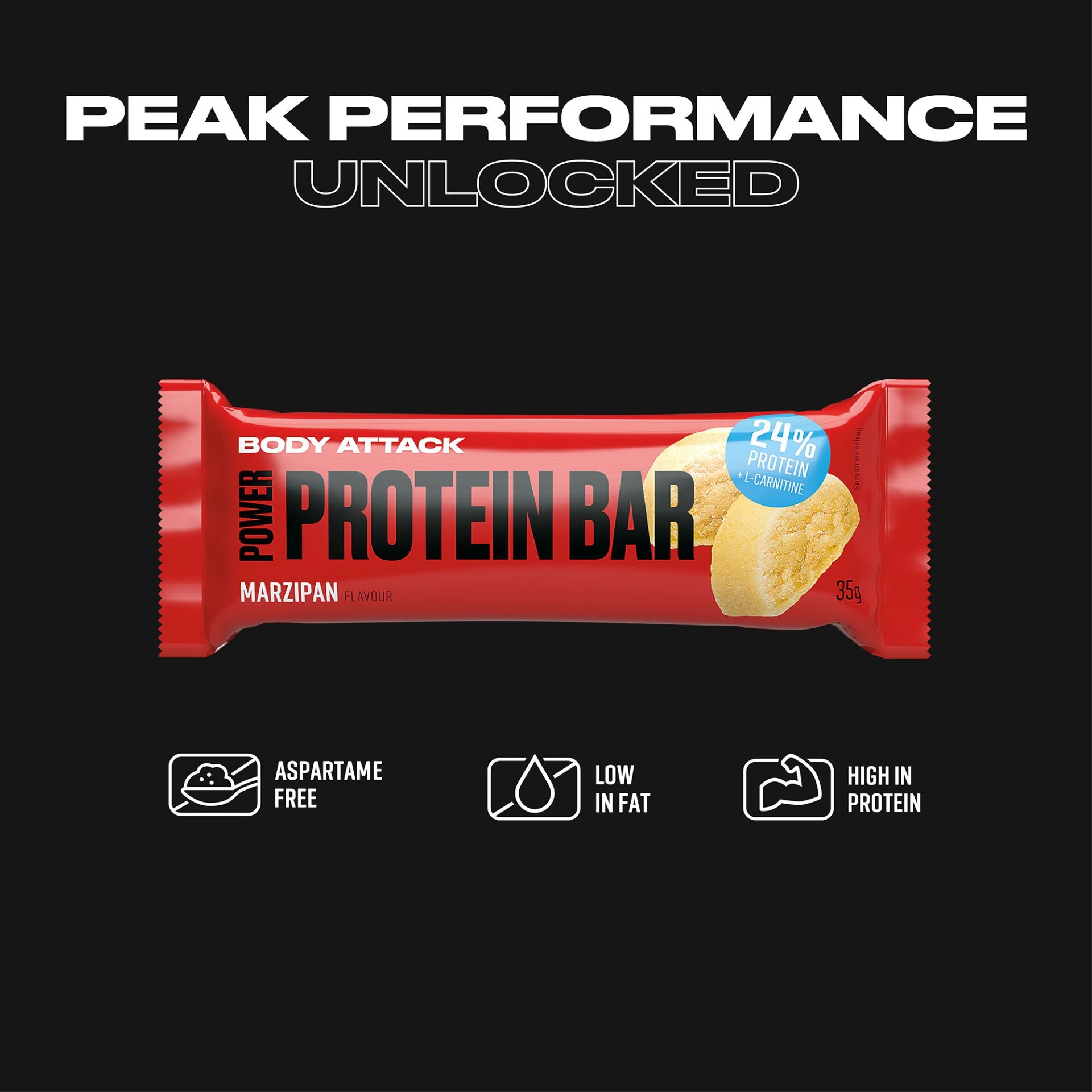 Body Attack Power Protein Bar 24 x 35g Marzipan