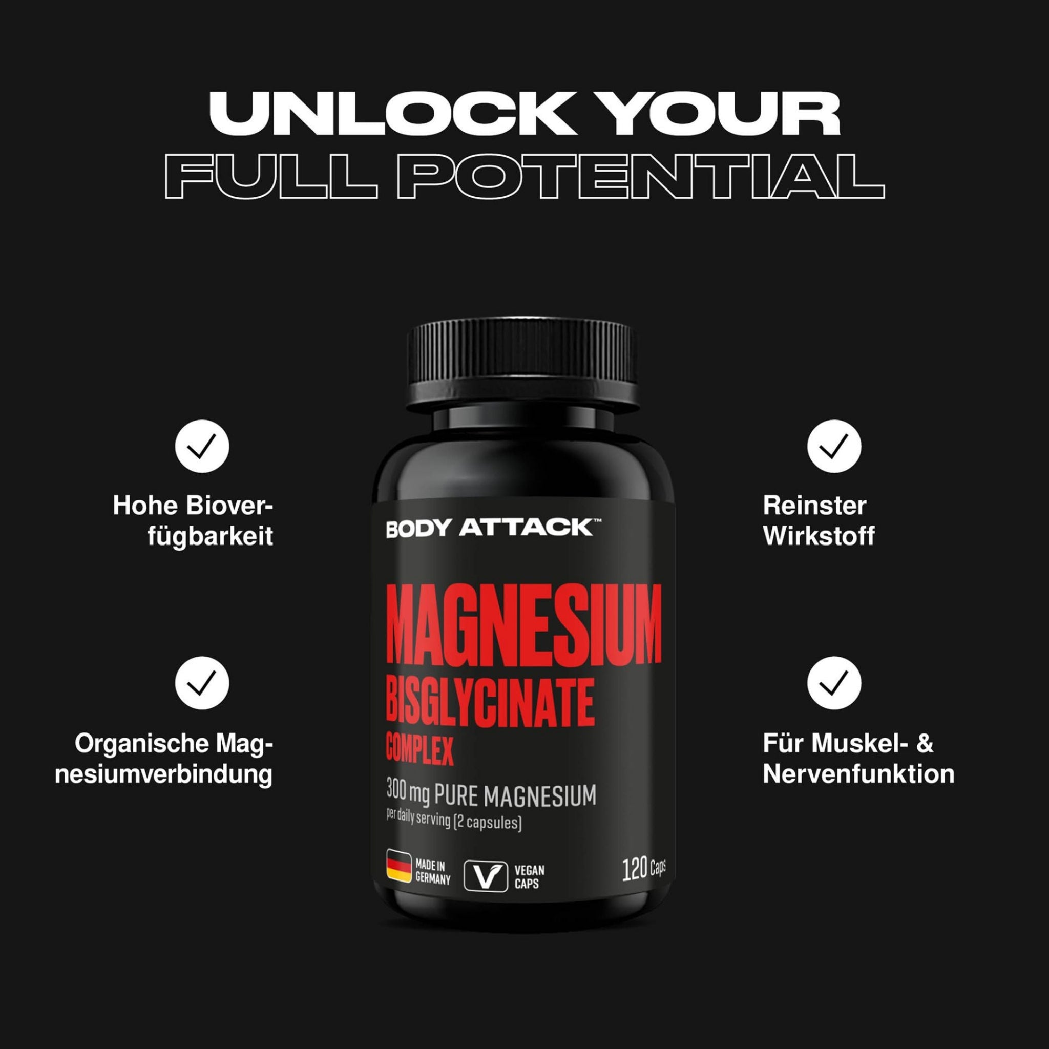 Body Attack Magnesium Bisglycinate Complex · 120 Kapseln