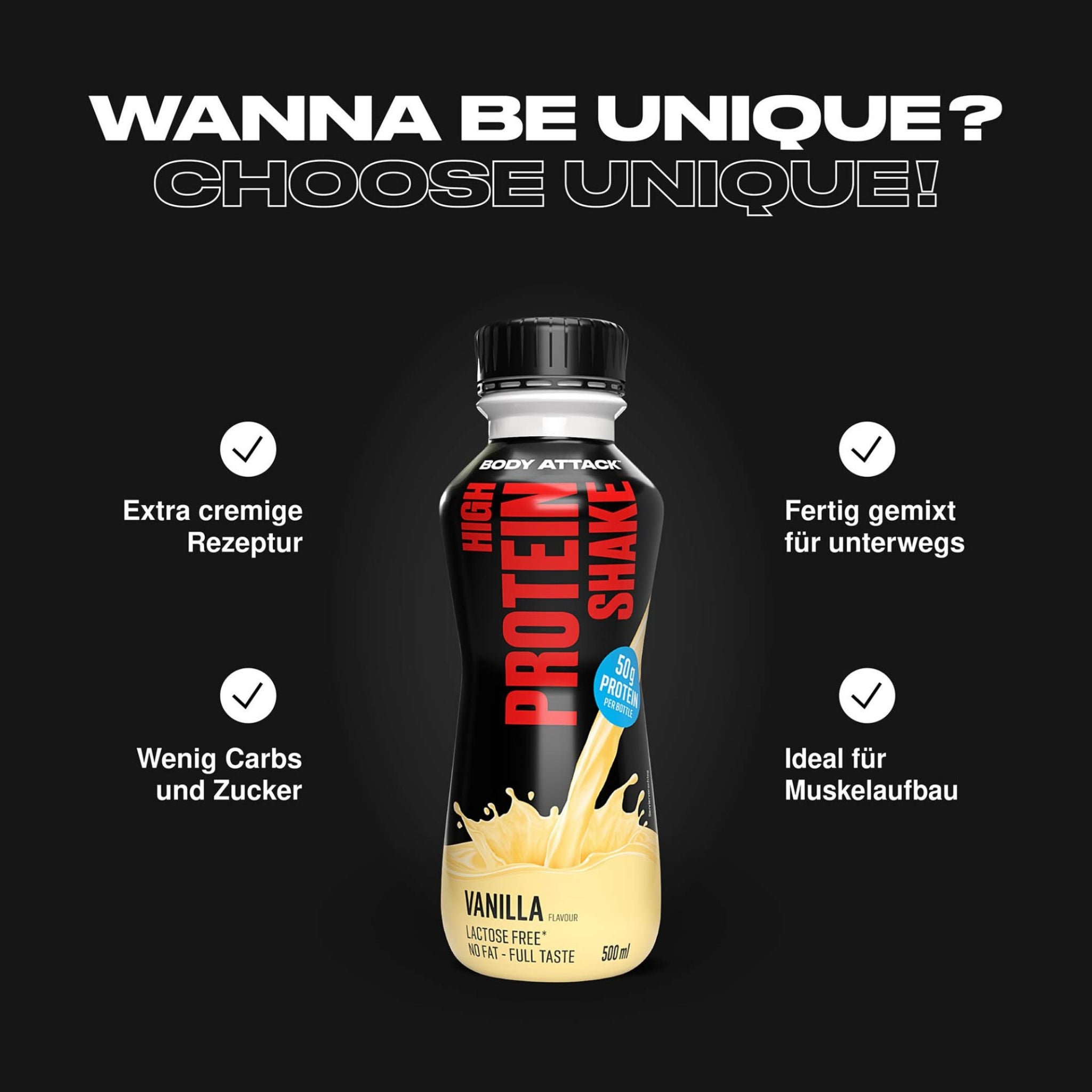 Body Attack High Protein Shake 12x500ml