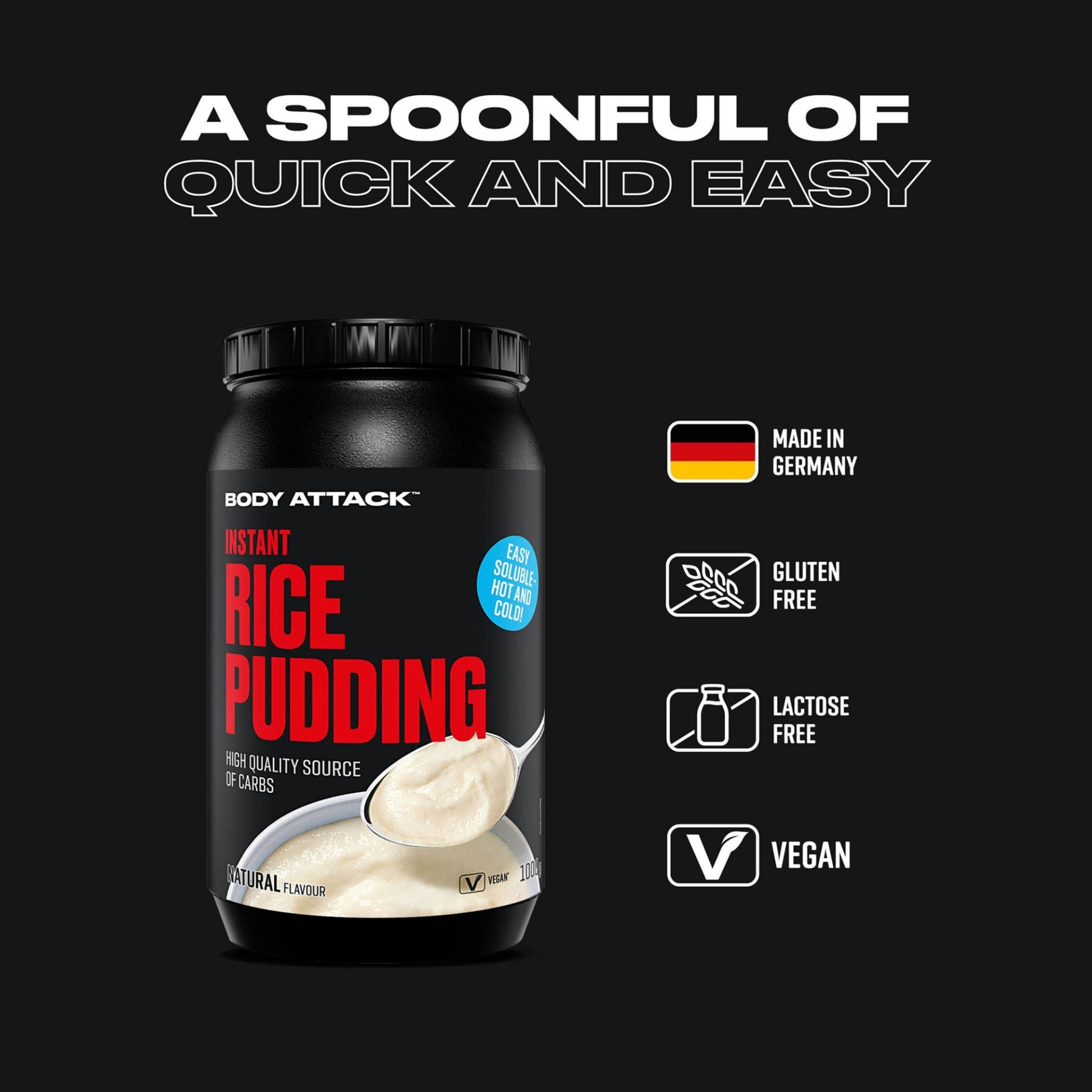 Body Attack Instant Rice Pudding 1000g - Natural