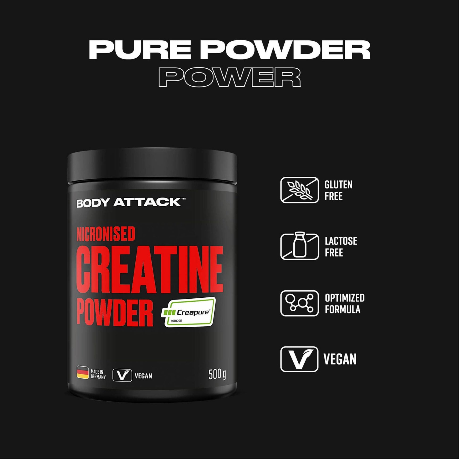 Body Attack Micronised Creatine Powder Creapure 500g