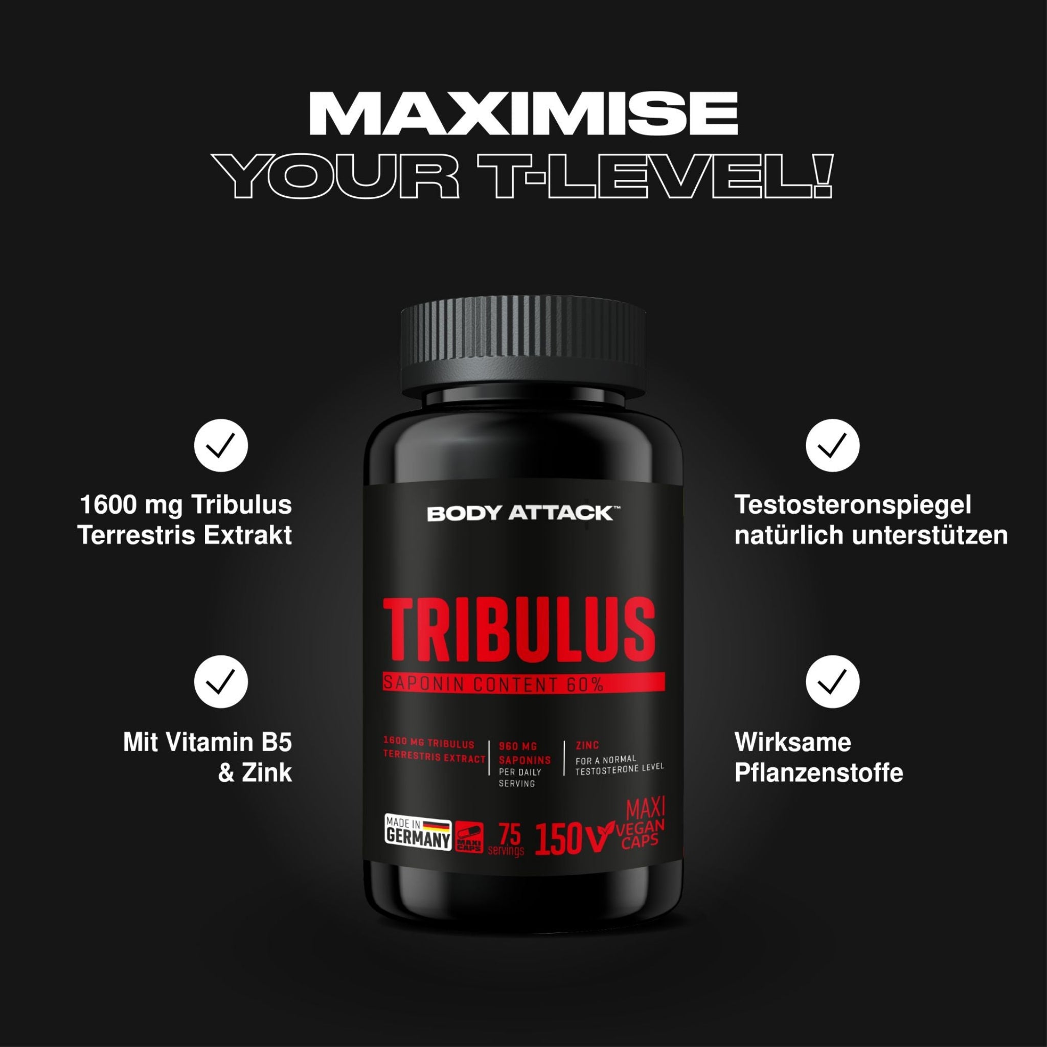 Body Attack Tribulus · 150 Kapseln
