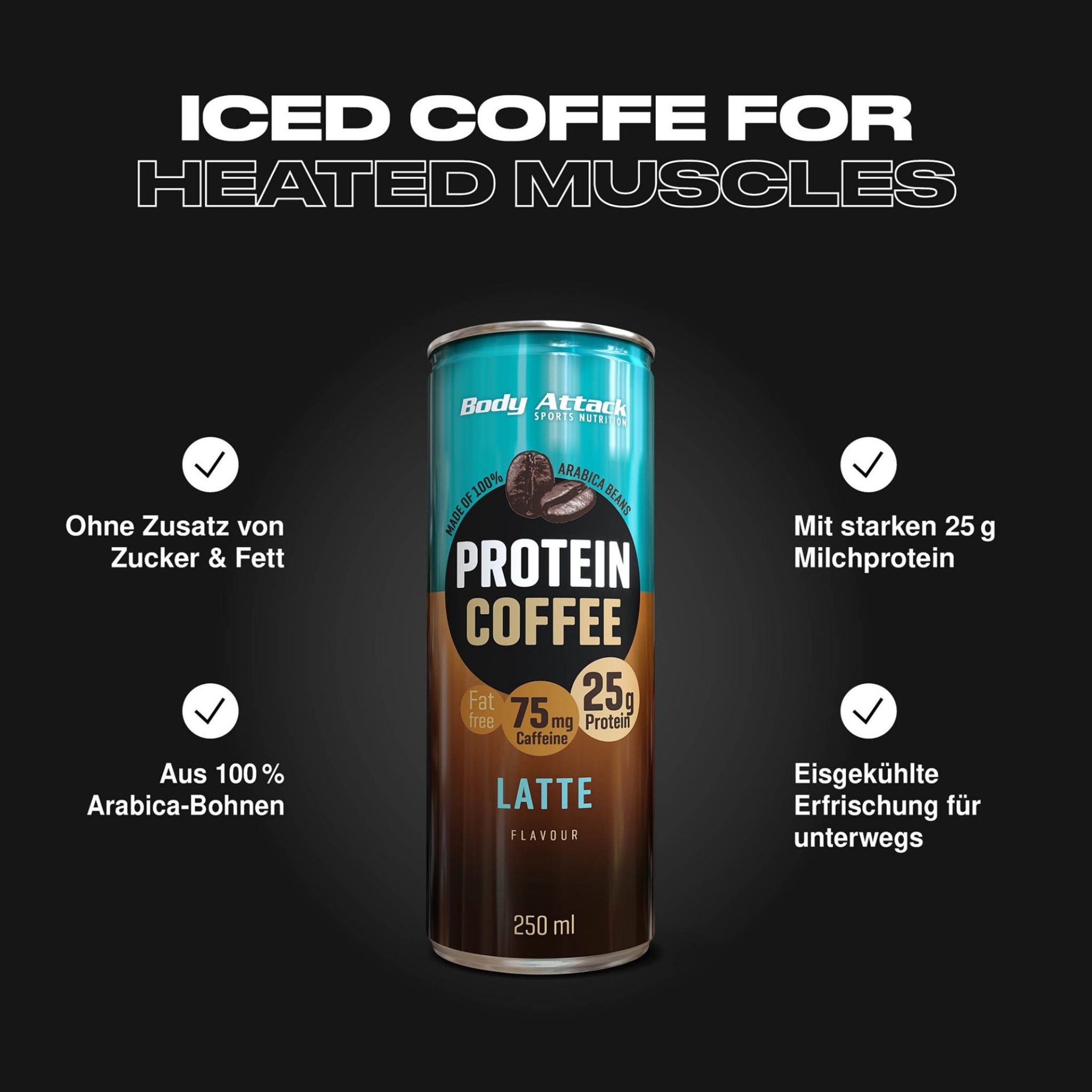 Body Attack Protein Coffee 12x250ml - Latte
