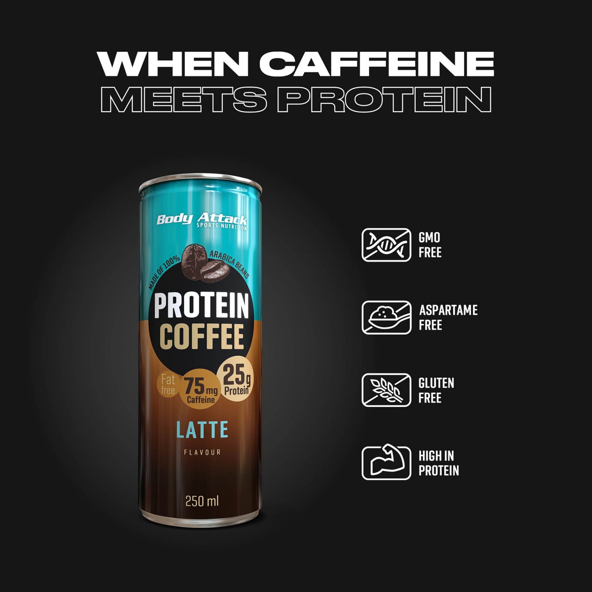 Body Attack Protein Coffee 12x250ml - Latte