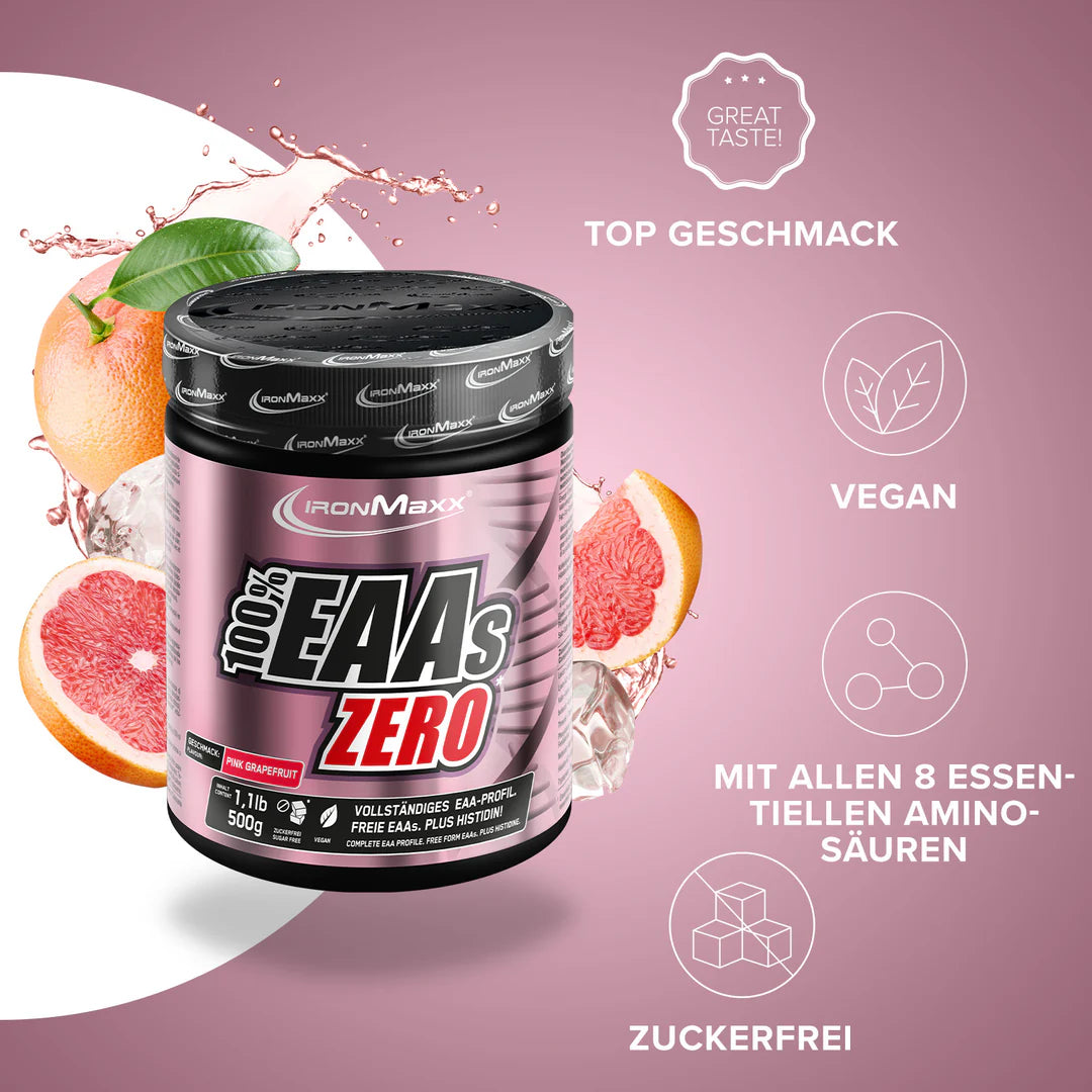 IronMaxx 100% EAAs Zero 500g Pink Grapefruit