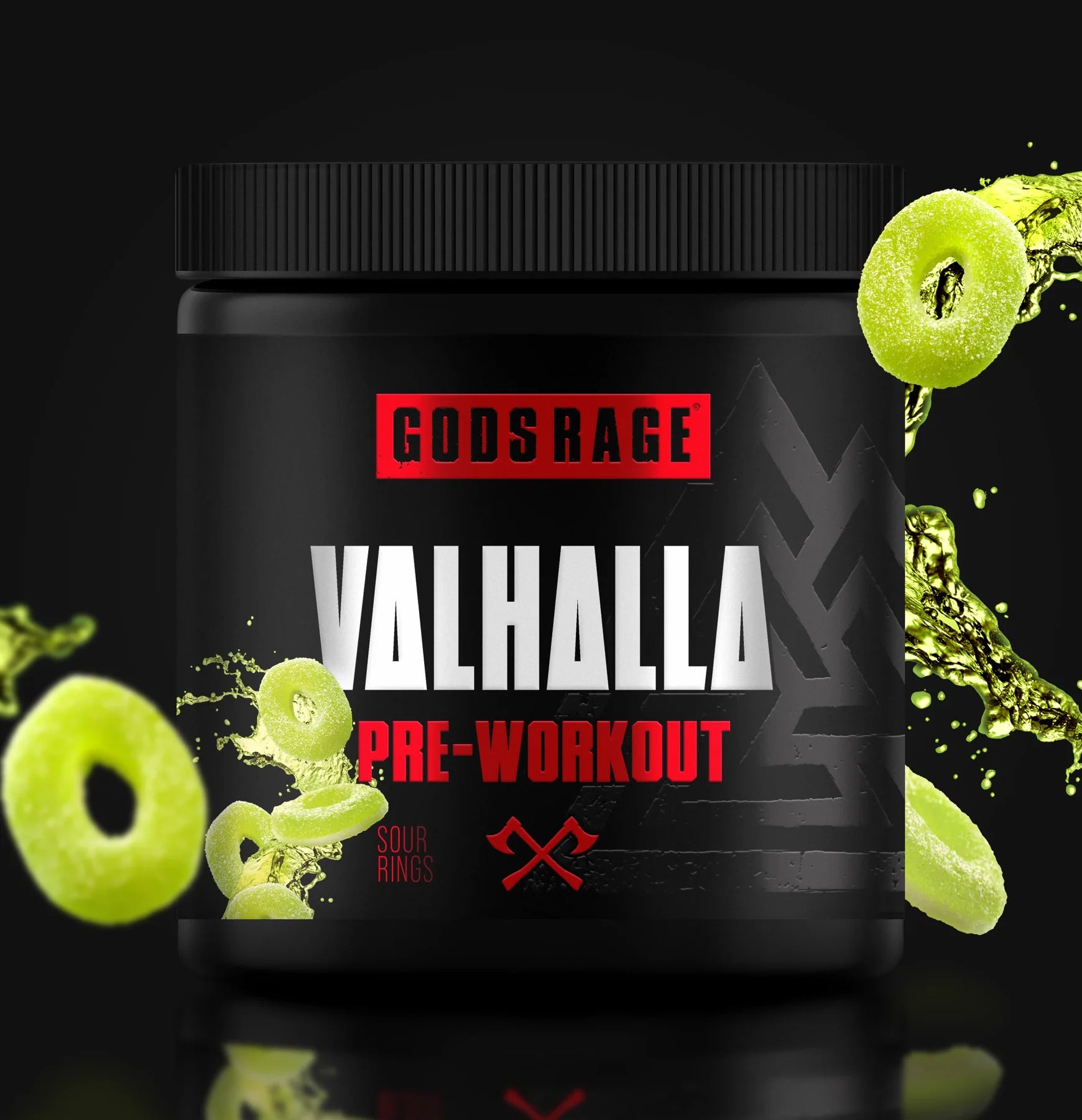 Gods Rage Valhalla Pre-Workout 400g Sour Apple Rings